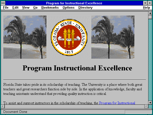 Screenshot of Program for Instructional Excellence