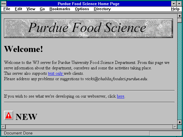Screenshot of Purdue Food Science Home Page