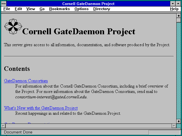 Screenshot of Cornell GateDaemon Project