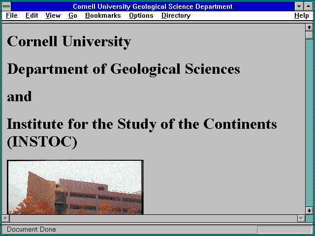 Screenshot of Cornell University Geological Science Department