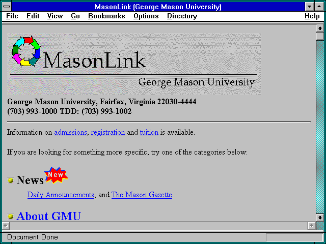 Screenshot of MasonLink (George Mason University)