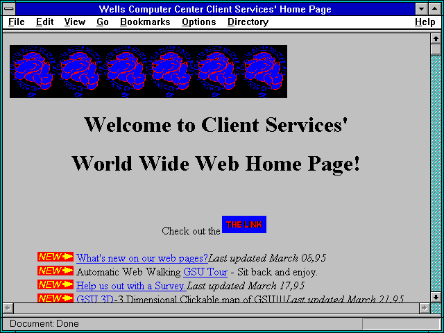Screenshot of Wells Computer Center Client Services' Home Page