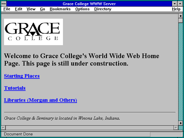 Screenshot of Grace College WWW Server