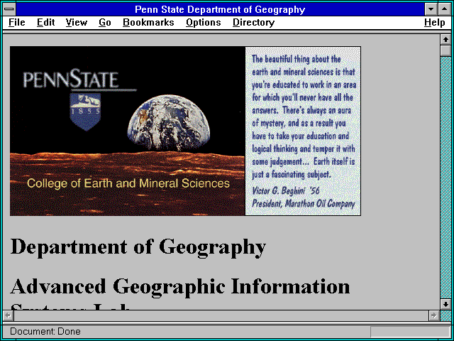 Screenshot of Penn State Department of Geography