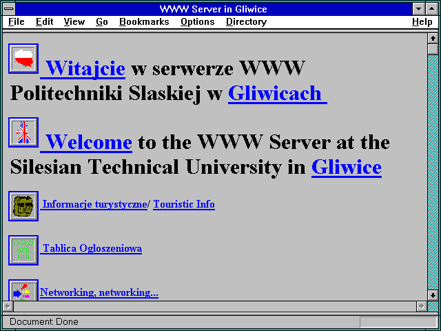 Screenshot of WWW Server in Gliwice
