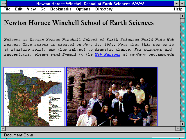 Screenshot of Newton Horace Winchell School of Earth Sciences WWW