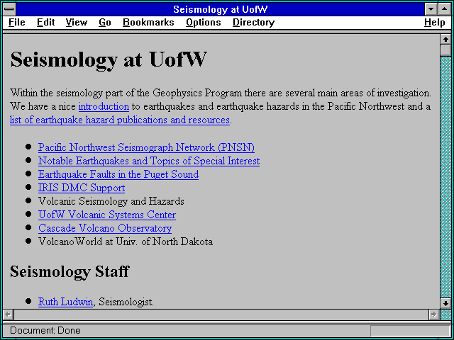 Screenshot of Seismology at UofW
