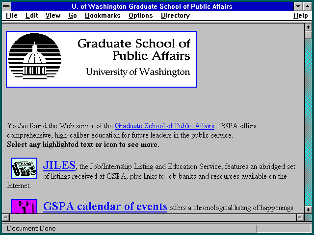Screenshot of U. of Washington Graduate School of Public Affairs
