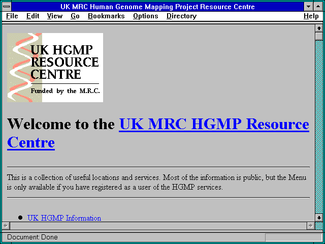 Screenshot of UK MRC Human Genome Mapping Project Resource Centre