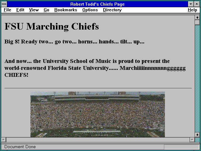 Screenshot of Robert Todd's Chiefs Page