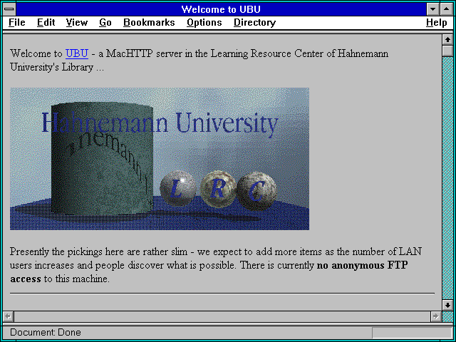 Screenshot of Welcome to UBU