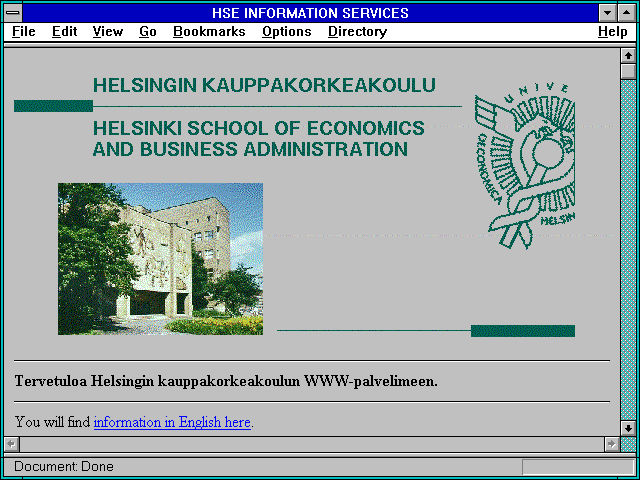 Screenshot of Helsinki School of Economics