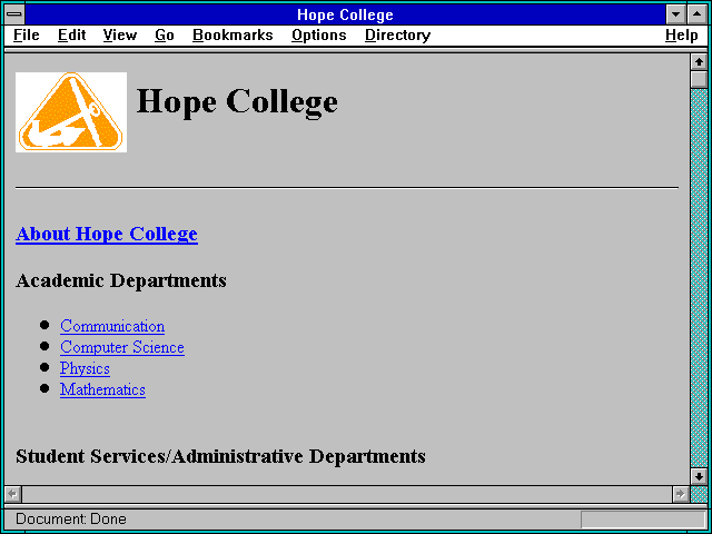 Screenshot of Hope College