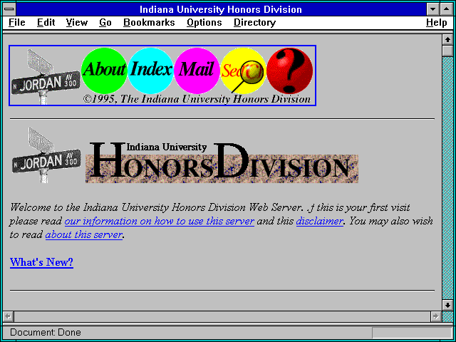 Screenshot of Indiana University Honors Division