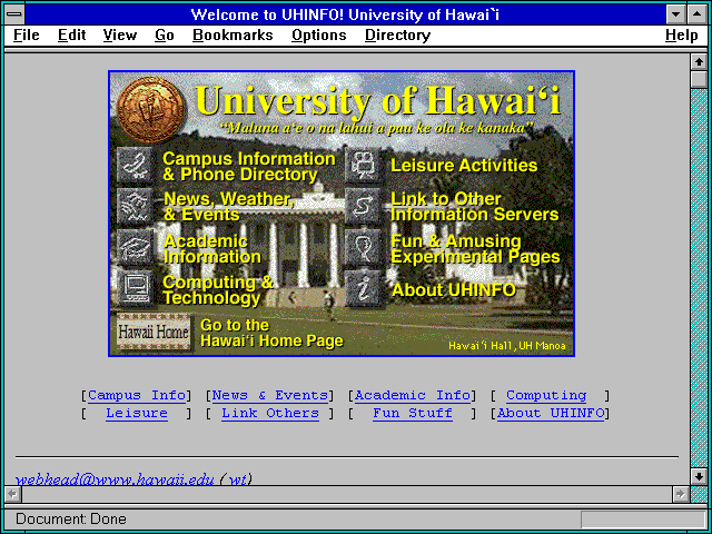 Screenshot of Welcome to UHINFO! University of Hawai`i