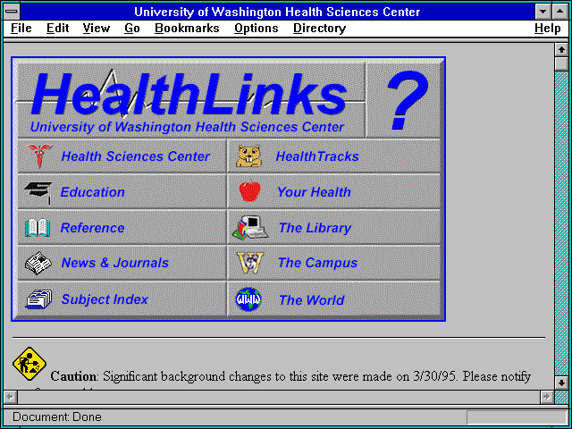 Screenshot of University of Washington Health Sciences Center