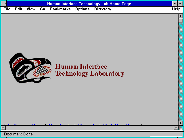 Screenshot of Human Interface Technology Lab Home Page