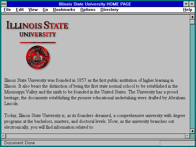 Screenshot of Illinois State University HOME PAGE