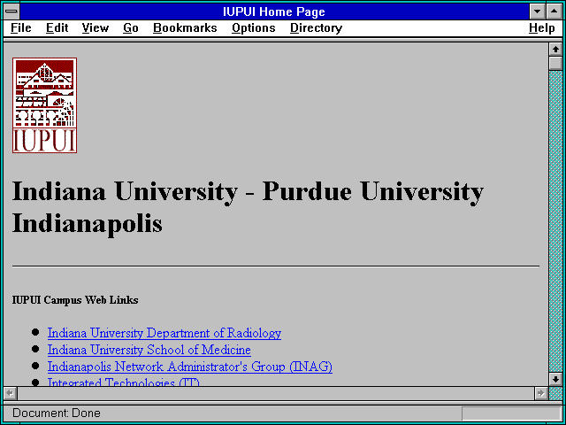 Screenshot of IUPUI Home Page