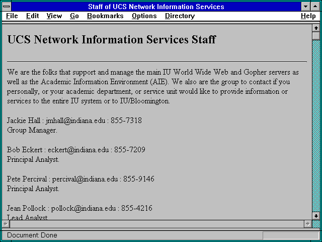 Screenshot of Staff of UCS Network Information Services