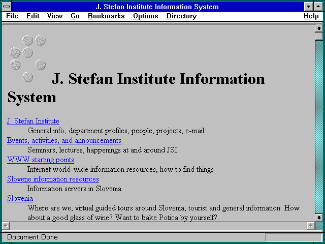 Screenshot of J. Stefan Institute Information System