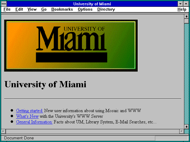 Screenshot of University of Miami
