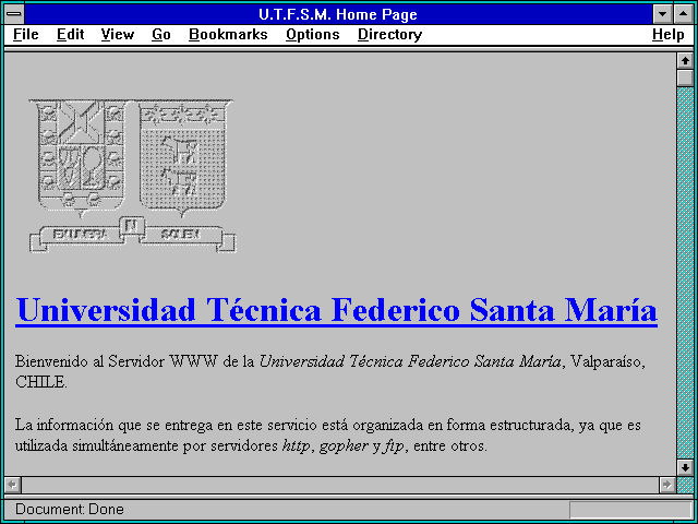 Screenshot of U.T.F.S.M. Home Page