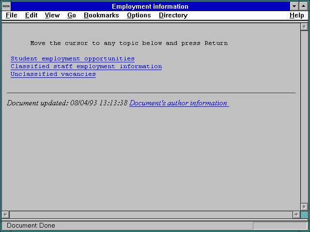 Screenshot of Employment information