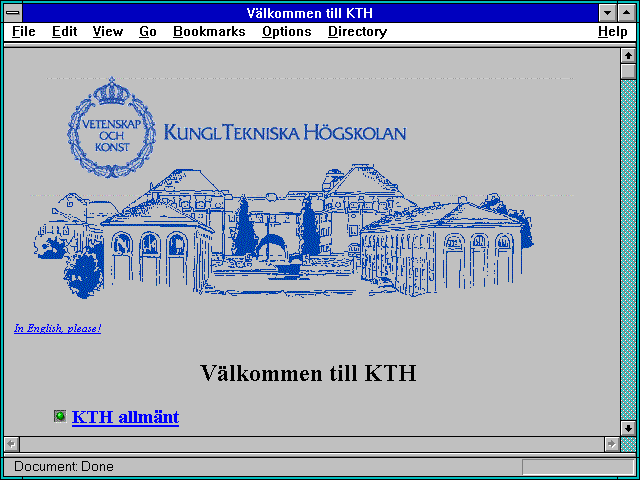Screenshot of Valkommen till KTH