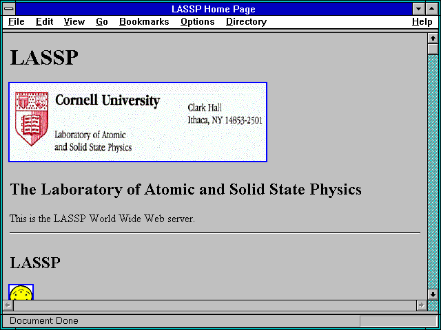 Screenshot of LASSP Home Page