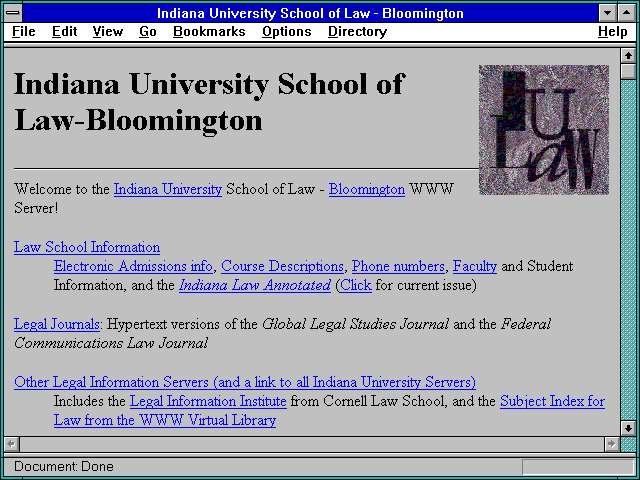 Screenshot of Indiana University School of Law, including journals