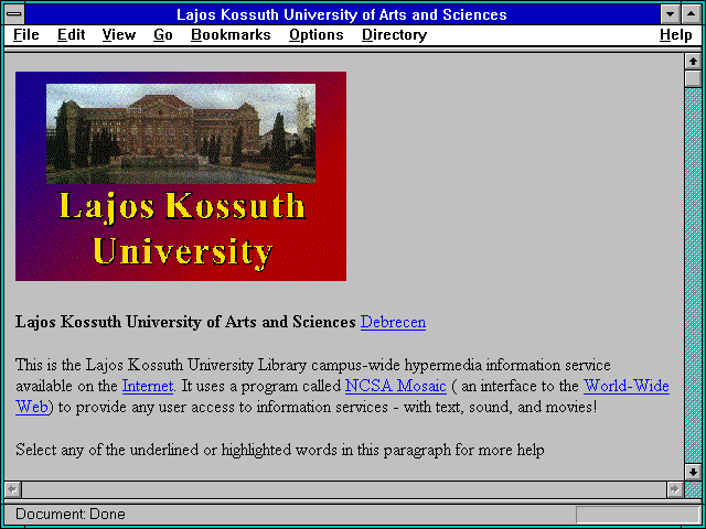 Screenshot of Lajos Kossuth University of Arts and Sciences