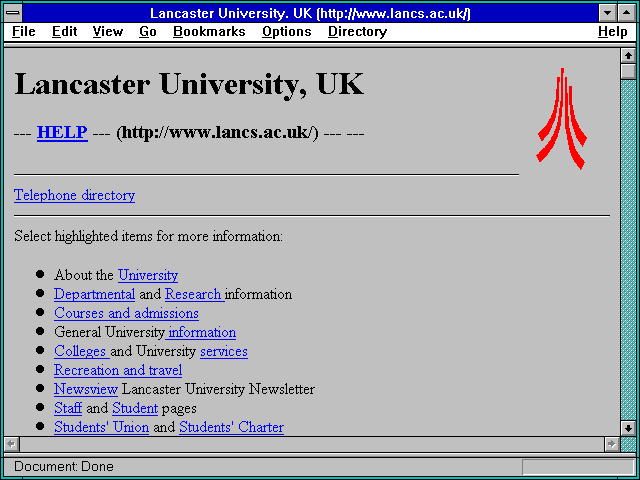 Screenshot of Lancaster University. UK (http://www.lancs.ac.uk/)