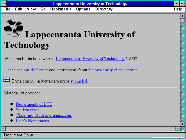 Screenshot of Lappeenranta University of Technology