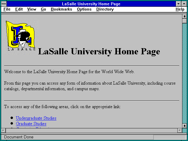 Screenshot of LaSalle University Home Page