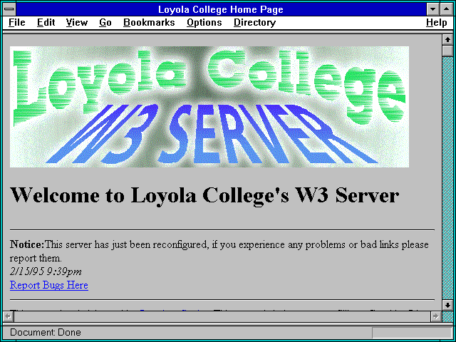 Screenshot of Loyola College Home Page