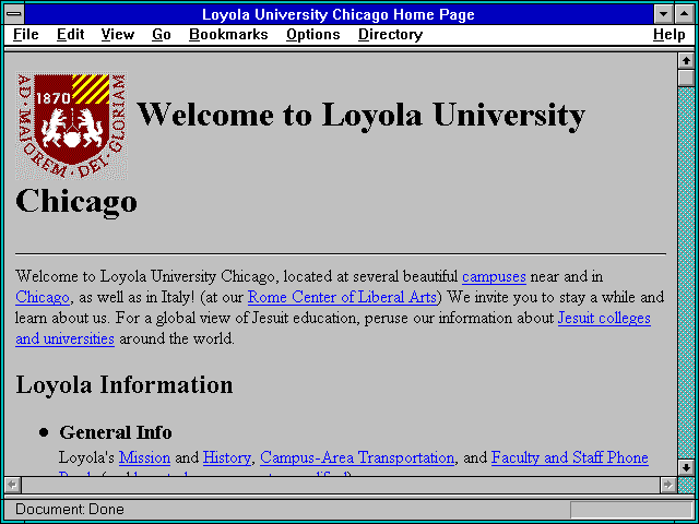Screenshot of Loyola University Chicago Home Page