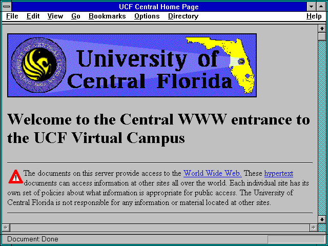 Screenshot of UCF Central Home Page