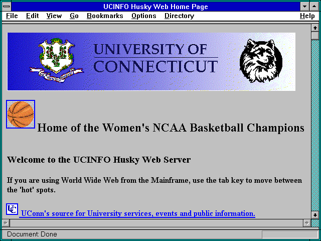 Screenshot of UCINFO Husky Web Home Page