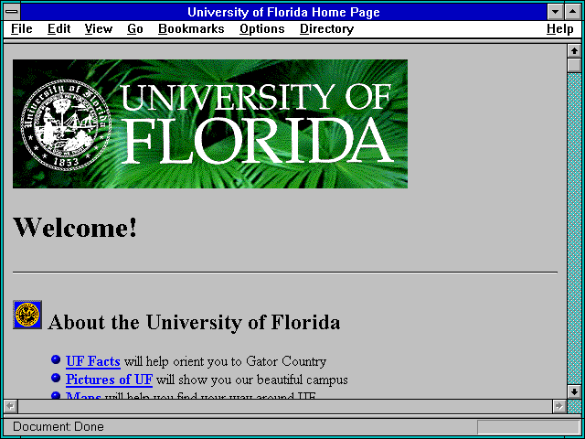 Screenshot of University of Florida Home Page