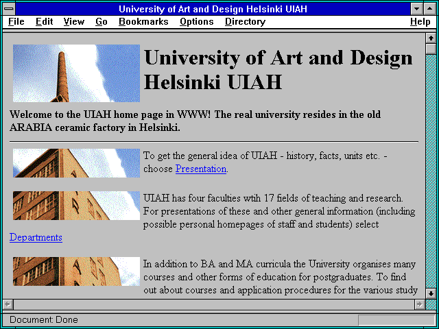 Screenshot of University of Art and Design Helsinki UIAH