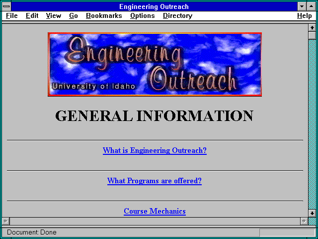 Screenshot of Engineering Outreach