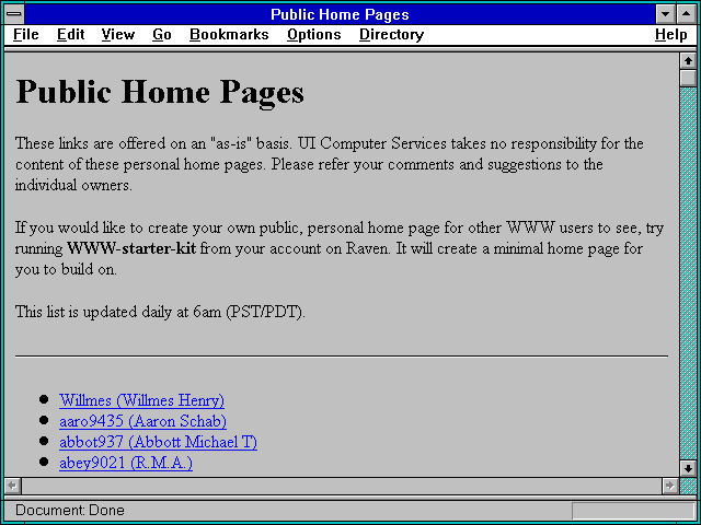 Screenshot of Public Home Pages