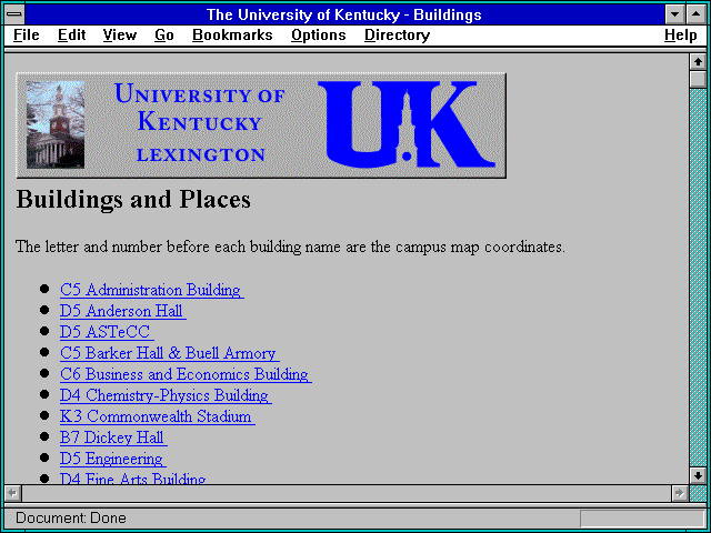 Screenshot of The University of Kentucky - Buildings