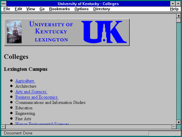 Screenshot of University of Kentucky - Colleges