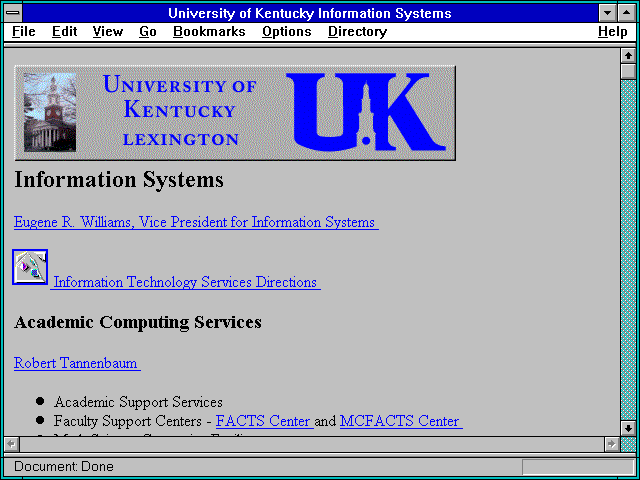 Screenshot of University of Kentucky Information Systems