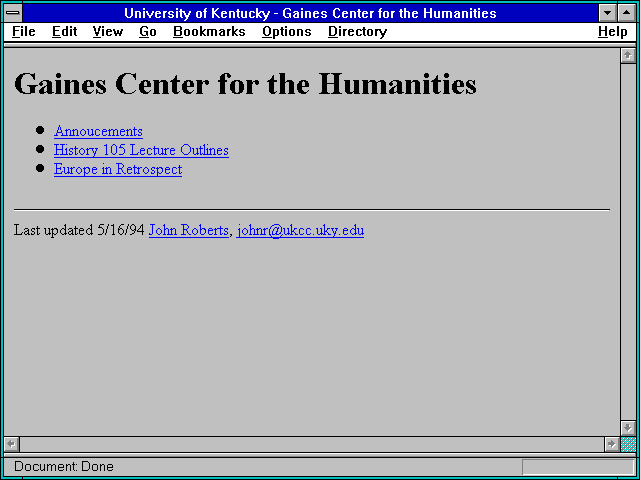 Screenshot of University of Kentucky - Gaines Center for the Humanities