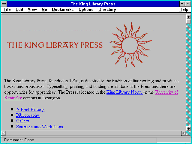 Screenshot of The King Library Press