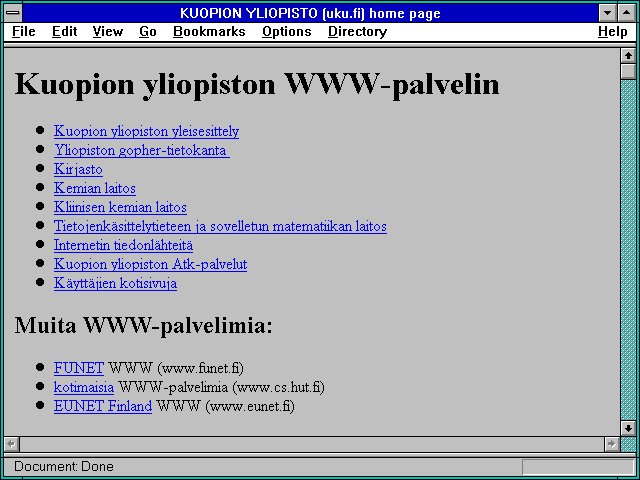 Screenshot of KUOPION YLIOPISTO (uku.fi) home page