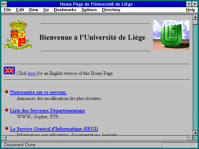 Screenshot of Home Page de l'Universite de Liege